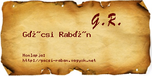 Gácsi Rabán névjegykártya